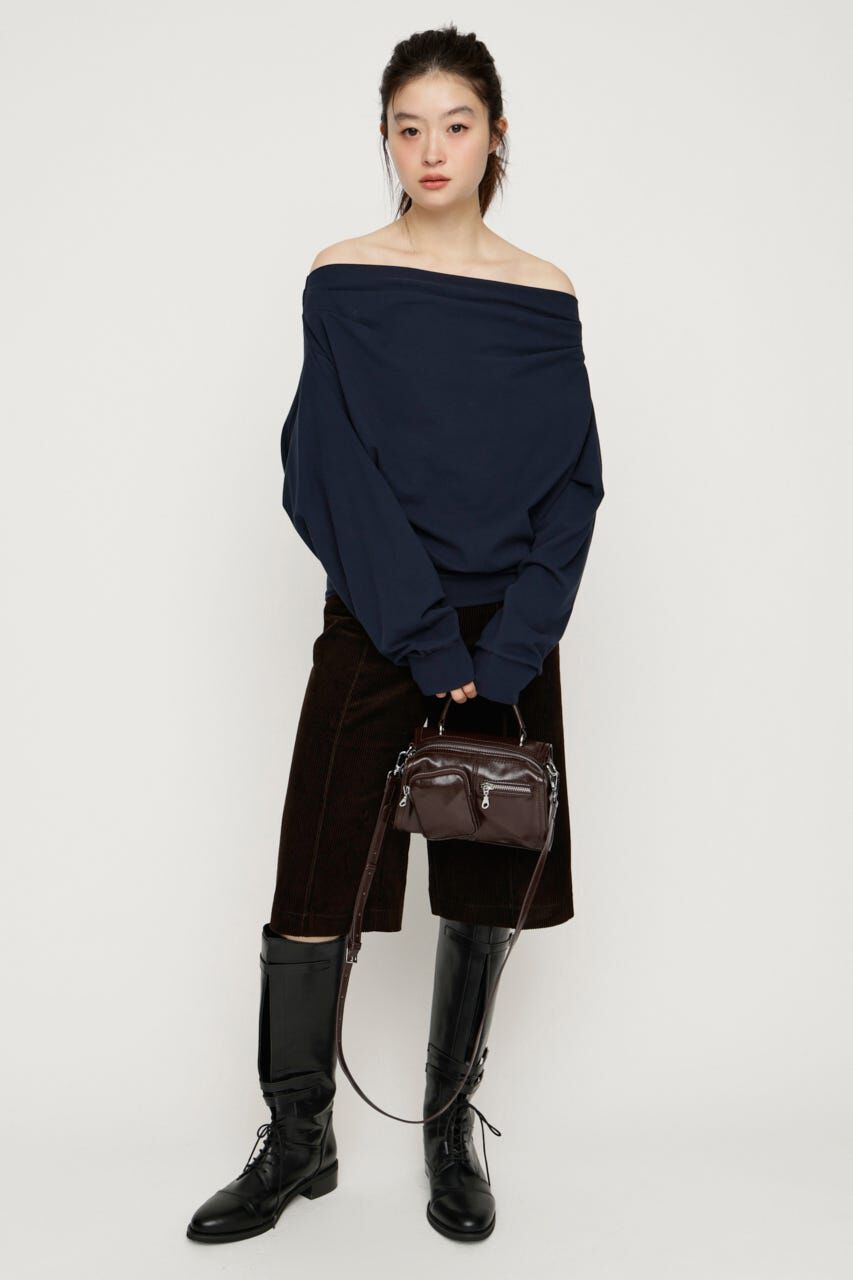 SLY「TUCKED OFFSHOULDER トップス」|パーカー|