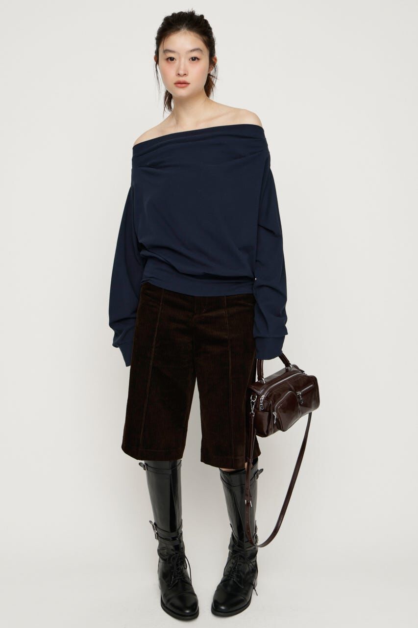 SLY「TUCKED OFFSHOULDER トップス」|パーカー|