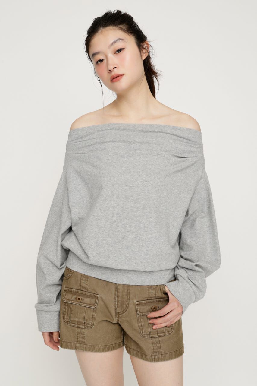 SLY「TUCKED OFFSHOULDER トップス」|パーカー|T.GRY
