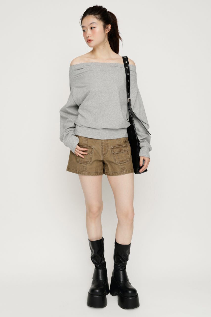 SLY「TUCKED OFFSHOULDER トップス」|パーカー|