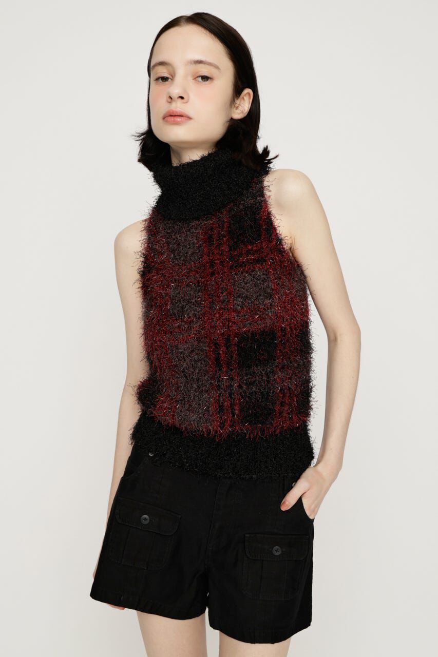 SLY「SHAGGY CHECK H／N ニット」|キャミソール|M/BLK7