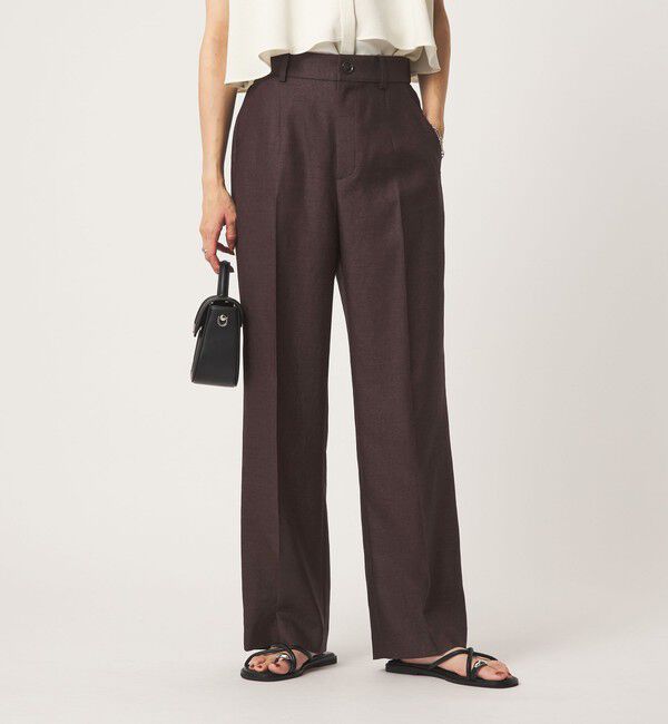 UNITED ARROWS green label relaxing「［size SHORT/TALLあり］リネンライク セミフレア パンツ 」|その他|DK.BROWN