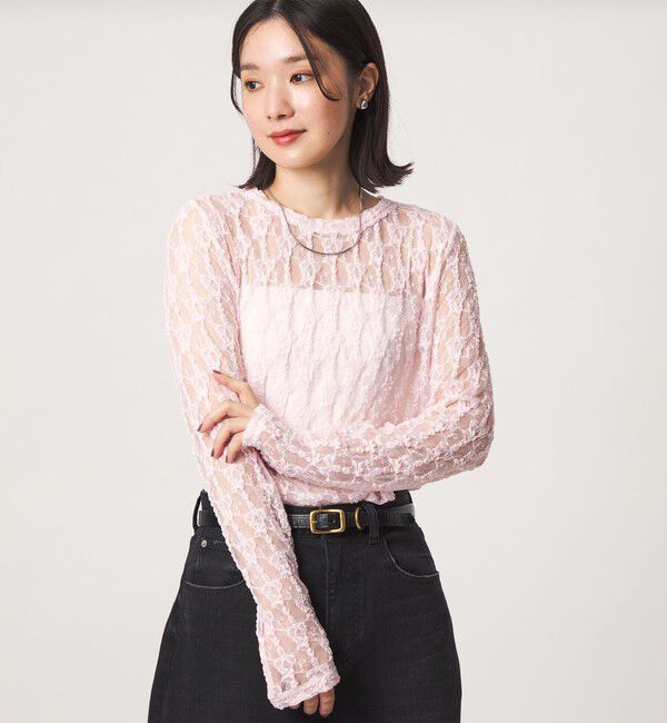 UNITED ARROWS green label relaxing「【WEB限定】＜at ease＞レース カットソー」|Tシャツ・カットソー|LT.PINK