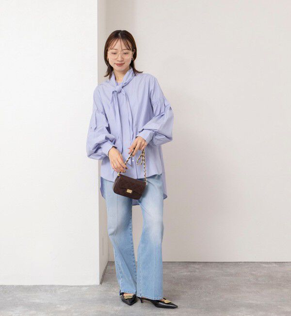NOLLEY'S「【MARILYN MOON/マリリーンムーン】stripe embroidery tie blouse」|シャツ・ブラウス|