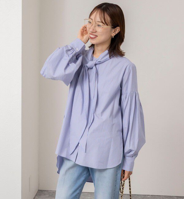 NOLLEY'S「【MARILYN MOON/マリリーンムーン】stripe embroidery tie blouse」|シャツ・ブラウス|