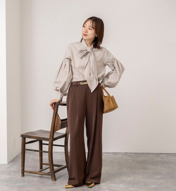 NOLLEY'S「【MARILYN MOON/マリリーンムーン】stripe embroidery tie blouse」|シャツ・ブラウス|
