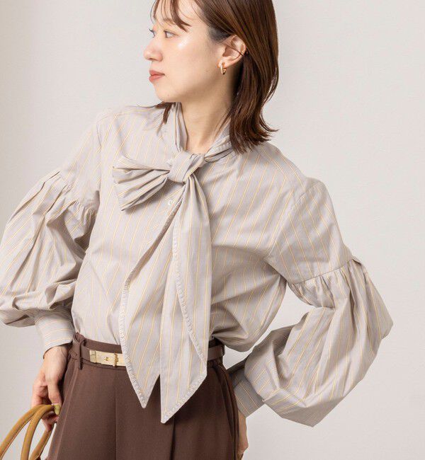 NOLLEY'S「【MARILYN MOON/マリリーンムーン】stripe embroidery tie blouse」|シャツ・ブラウス|