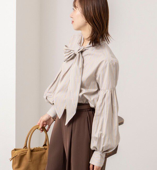 NOLLEY'S「【MARILYN MOON/マリリーンムーン】stripe embroidery tie blouse」|シャツ・ブラウス|