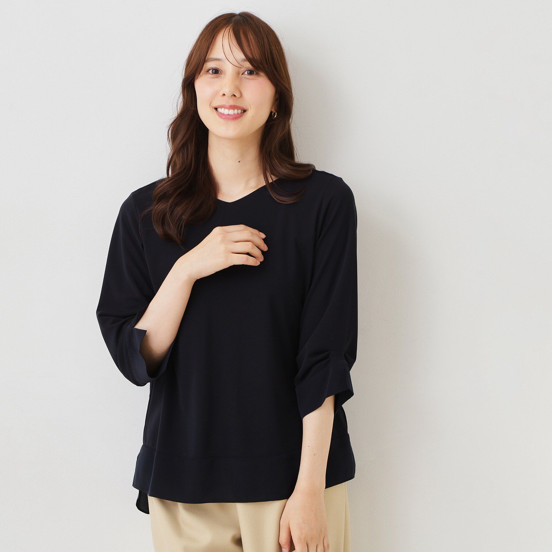 COUP DE CHANCE「【手洗い可／日本製】スムースジャージ七分袖カットソー」|Tシャツ・カットソー|
