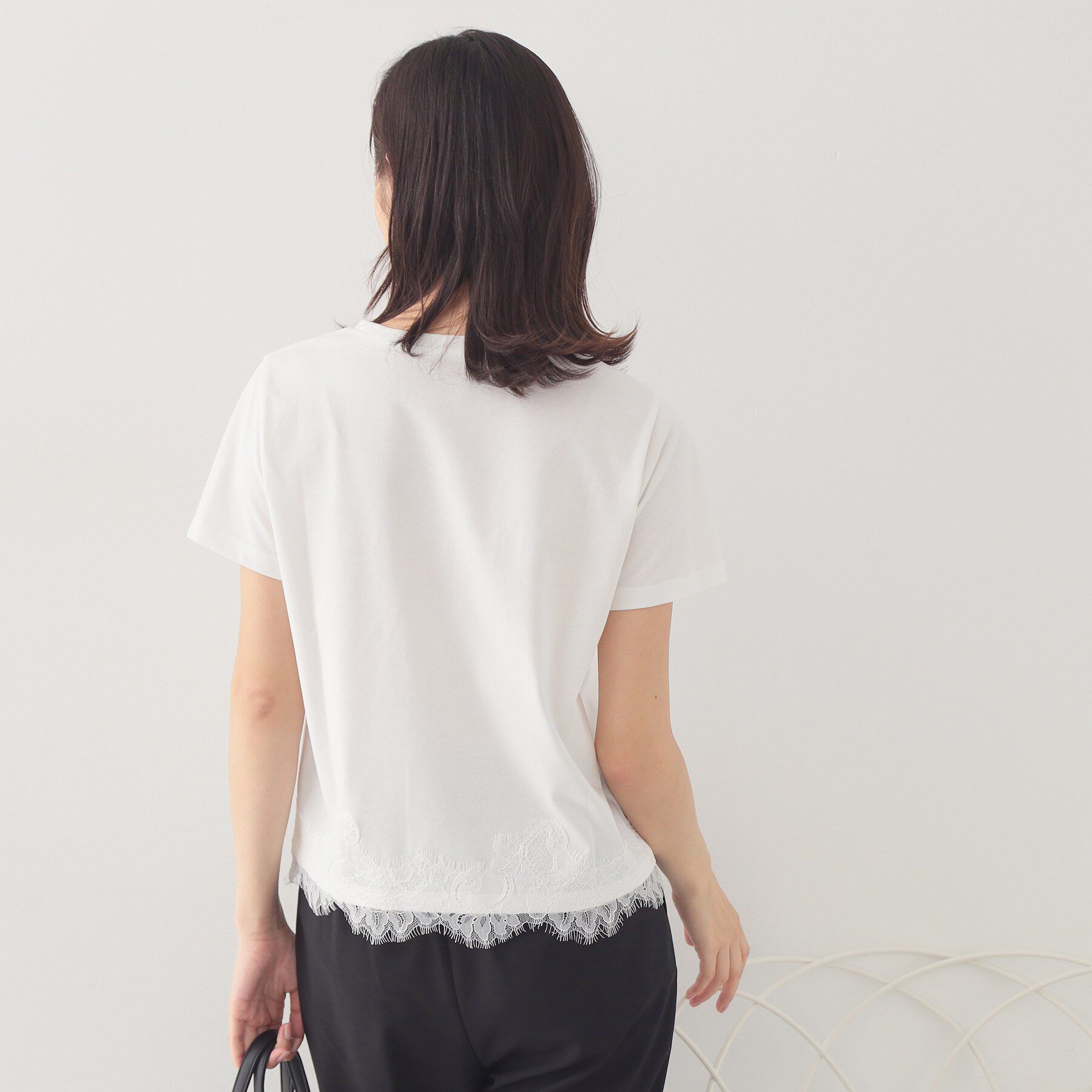 index「【接触冷感／UVケア】裾レースロゴTシャツ《洗濯機OK／S-3L》」|Tシャツ・カットソー|
