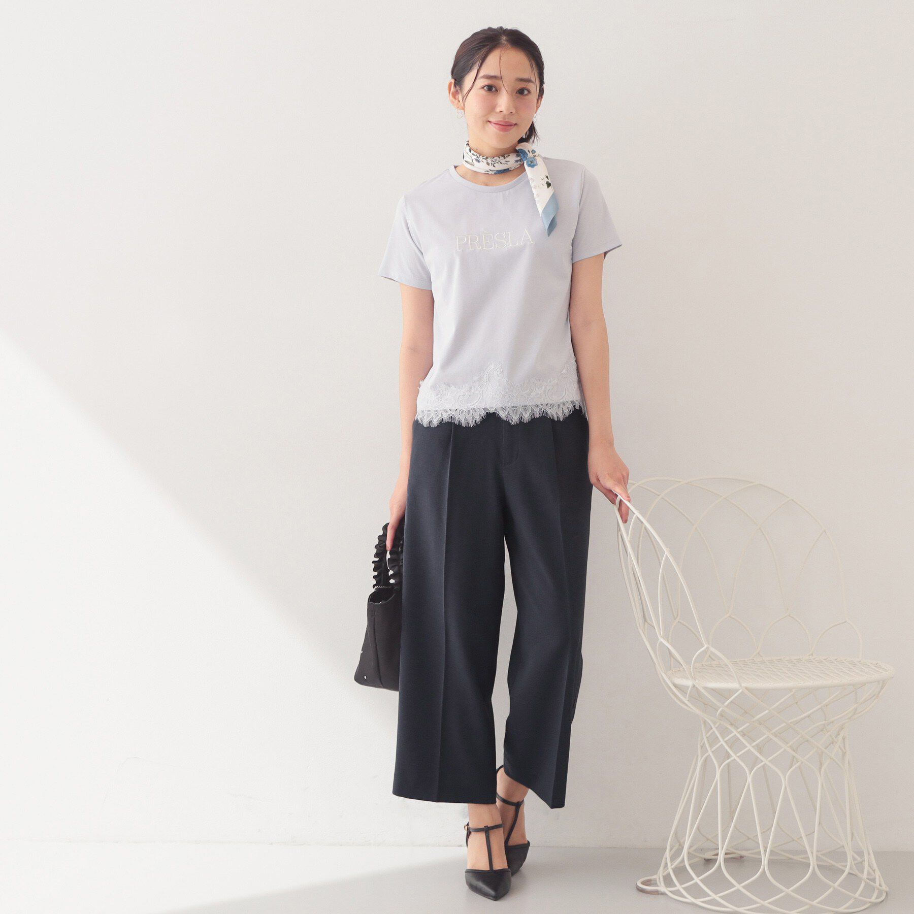 index「【接触冷感／UVケア】裾レースロゴTシャツ《洗濯機OK／S-3L》」|Tシャツ・カットソー|
