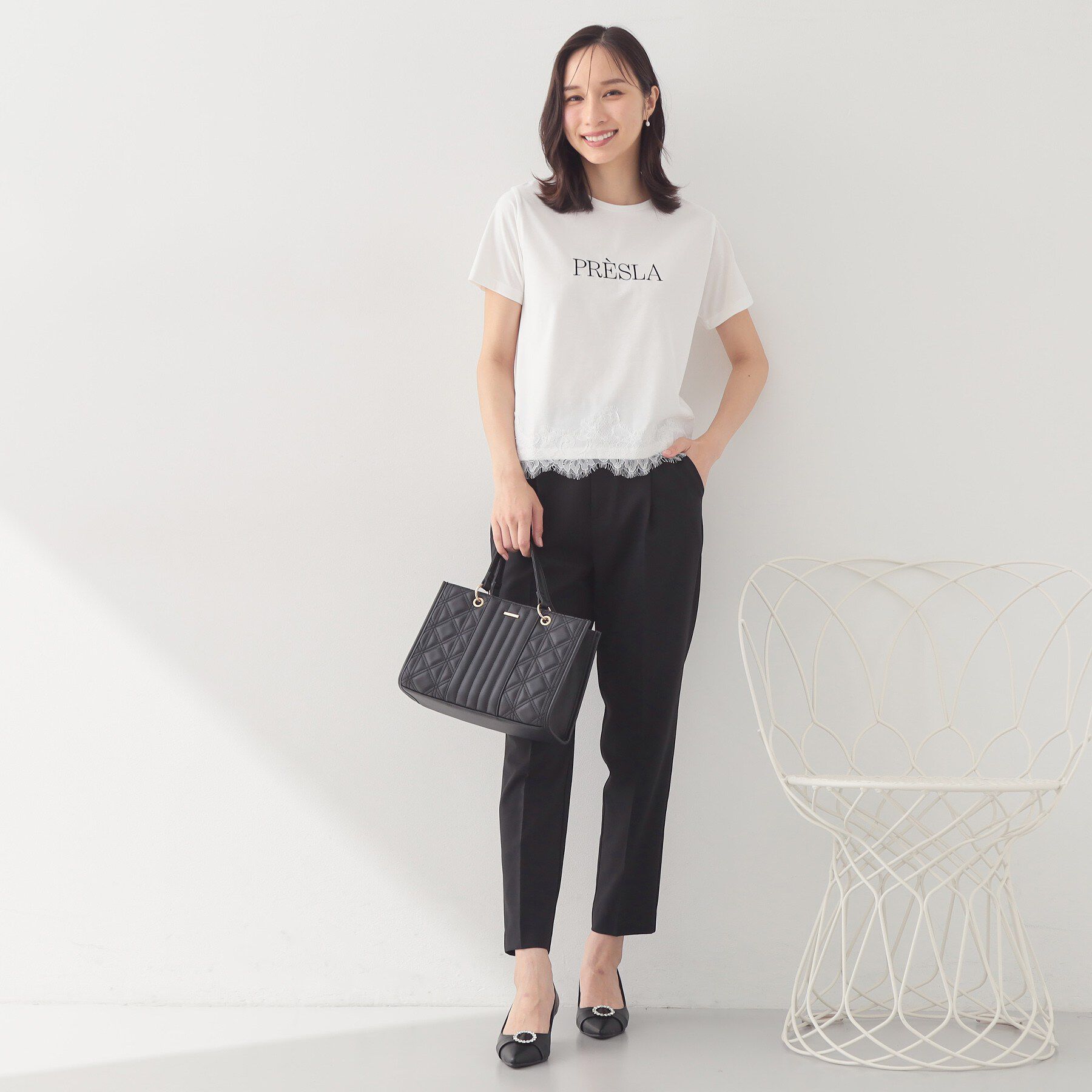 index「【接触冷感／UVケア】裾レースロゴTシャツ《洗濯機OK／S-3L》」|Tシャツ・カットソー|