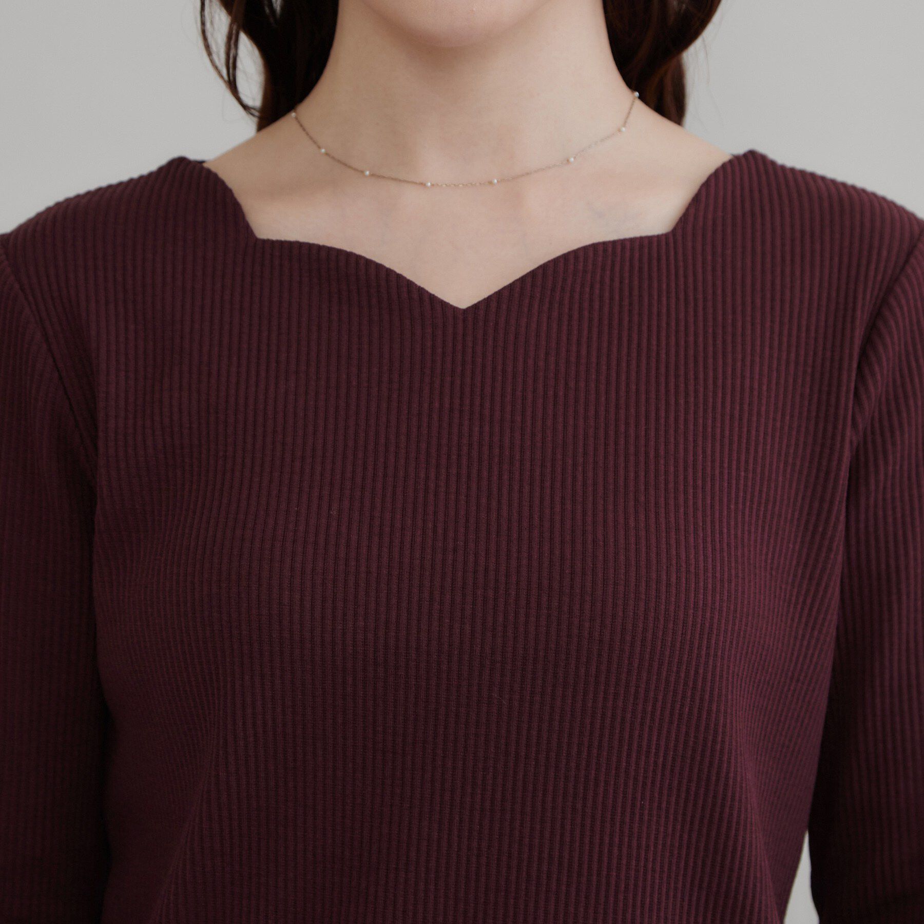 Couture broach「【デコルテ美しく】ハートネック テレコトップス」|Tシャツ・カットソー|