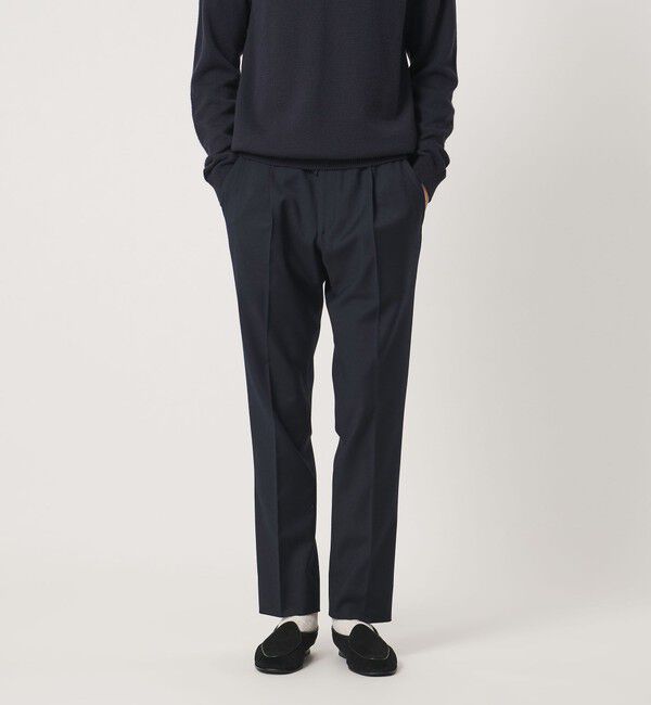 UNITED ARROWS「サイドシャーリング 1プリーツ スリムテーパード スラックス ヨコストレッチ」|スラックス|