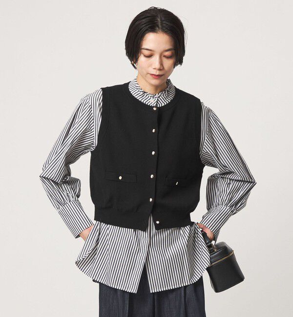 UNITED ARROWS green label relaxing「ニットベスト&times;フリルネック ブラウス」|シャツ・ブラウス|