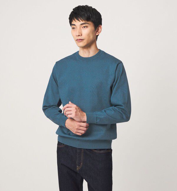 UNITED ARROWS green label relaxing「A+ MOULINE ポリエステル クルーネック ニット」|ニット・セーター|