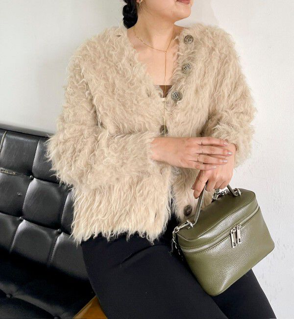 NOLLEY'S sophi「《手洗い可能》カール起毛クルーネックカーディガン」|カーディガン|ベージュ