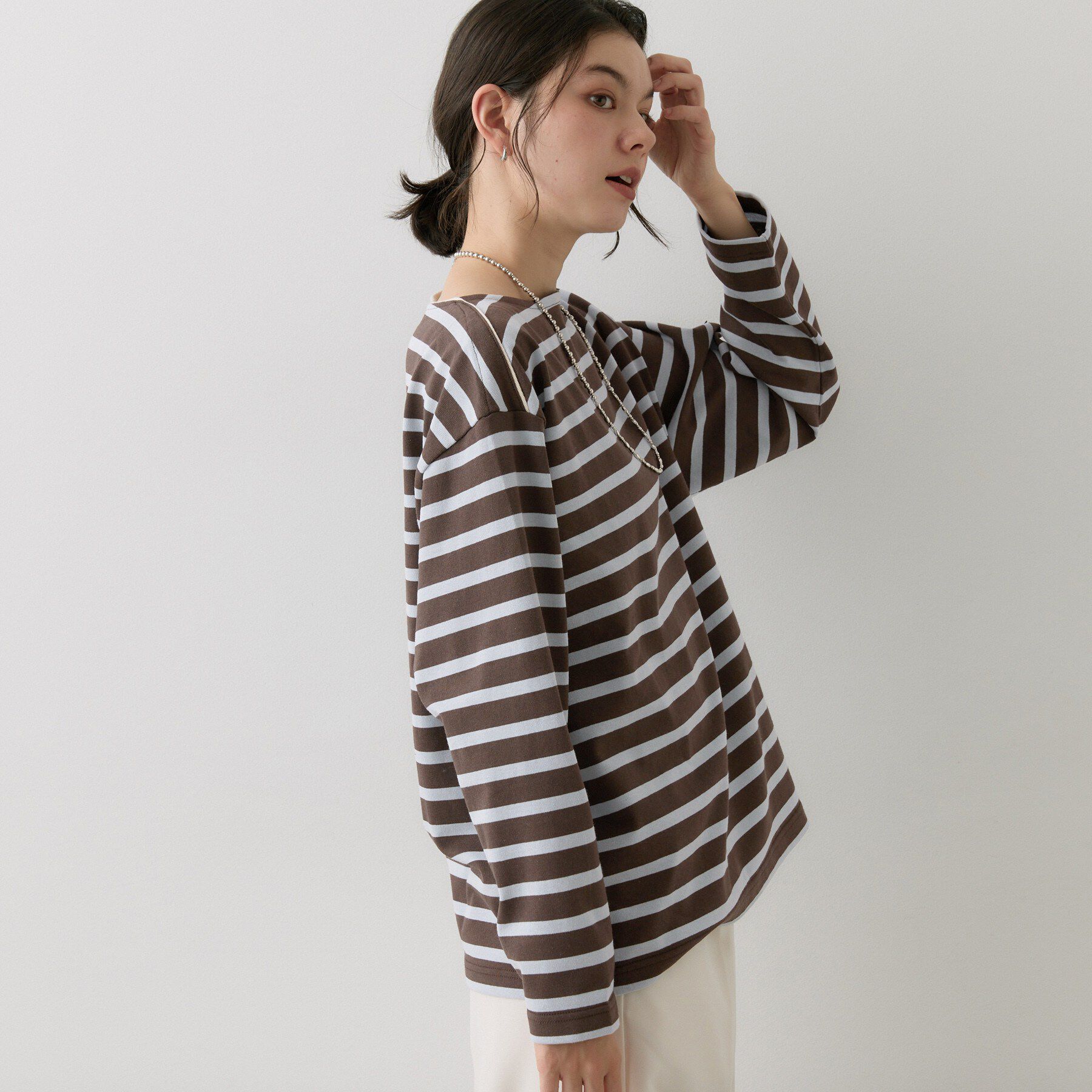 Dessin「【洗える】クルーネックボーダーカットソー」|Tシャツ・カットソー|