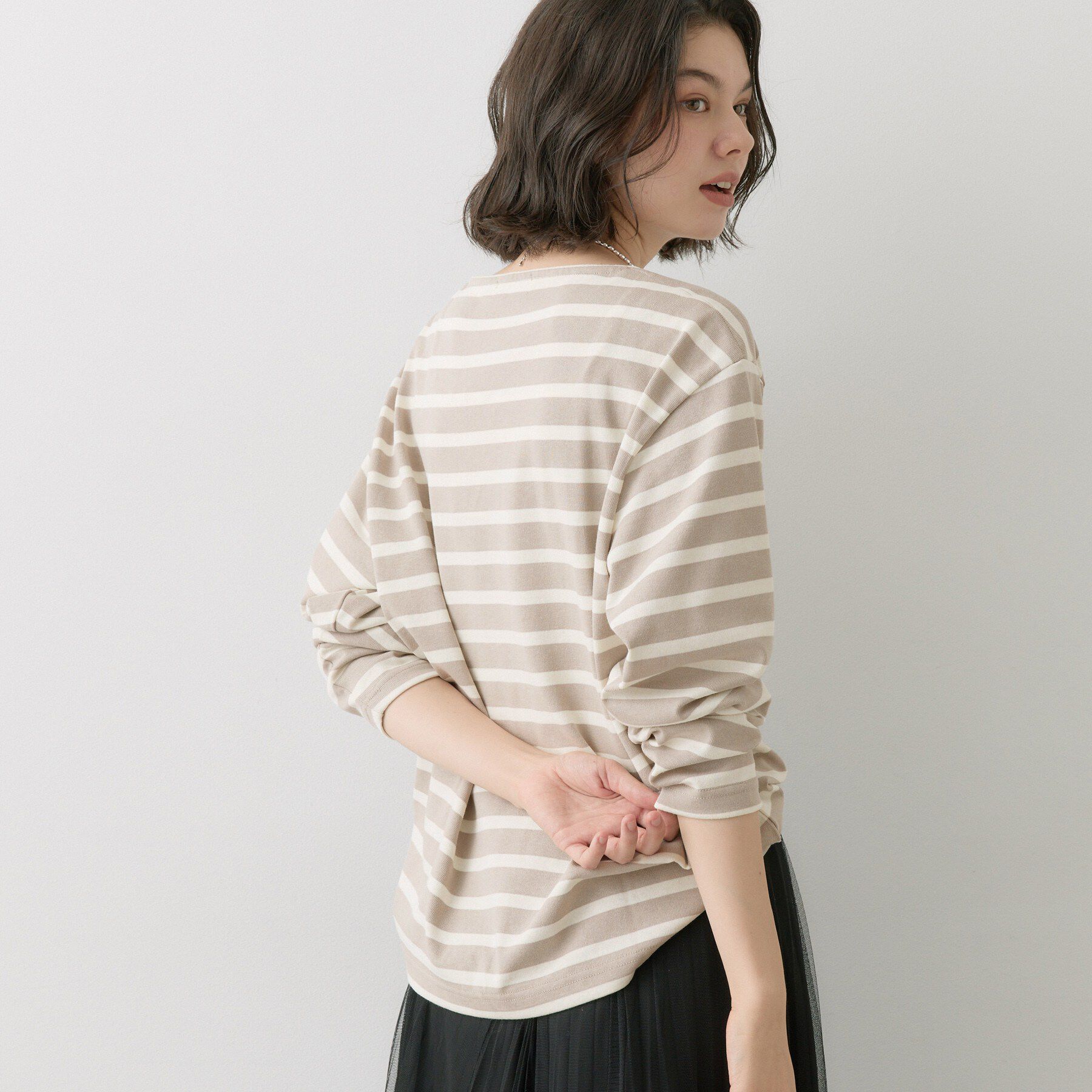 Dessin「【洗える】クルーネックボーダーカットソー」|Tシャツ・カットソー|