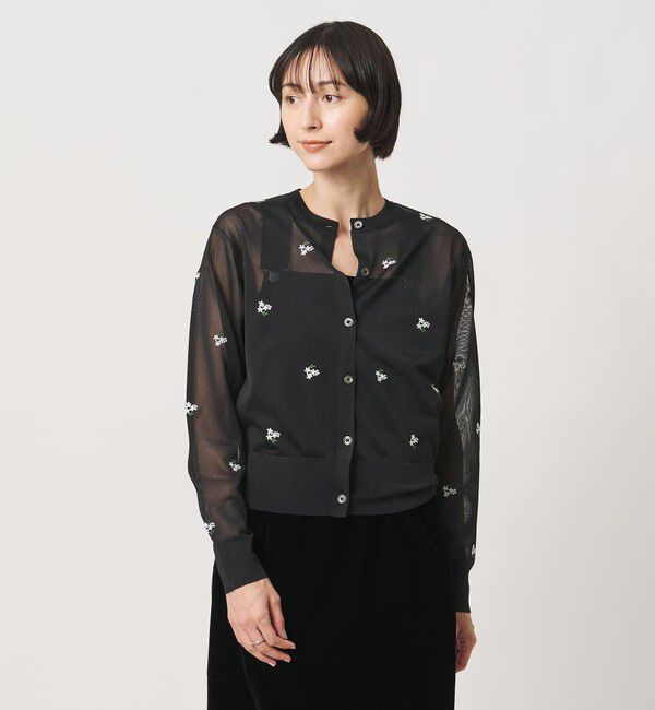 UNITED ARROWS「シアー フラワー カーディガン」|カーディガン|