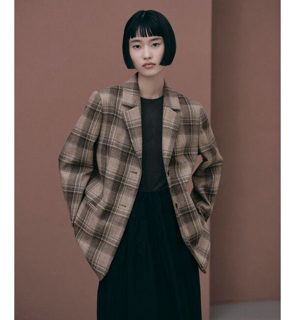 EMMEL REFINES「＜EMMEL REFINES＞EM ミックス ツイード チェック ジャケット」|テーラードジャケット|BEIGE