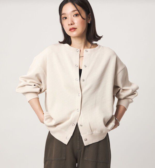 UNITED ARROWS green label relaxing「【WEB限定】＜at ease＞ダブルフェイス クルーネック カットソー カーディガン」|カーディガン|