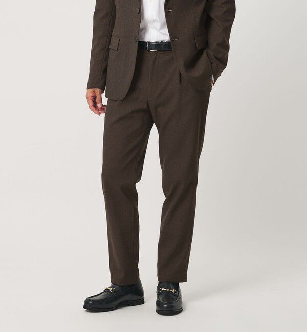 BEAUTY&YOUTH UNITED ARROWS「リサイクル ポリエステル 1プリーツ テーパード パンツ NO.3 セットアップ対応 ヨコストレッチ ウォッシャ」|チノ|DK.BROWN