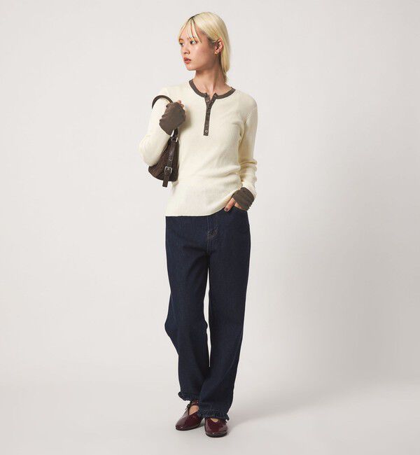 BEAUTY&YOUTH UNITED ARROWS「バイカラー ヘンリーネック リブ ニットプルオーバー ウォッシャブル」|ニット・セーター|