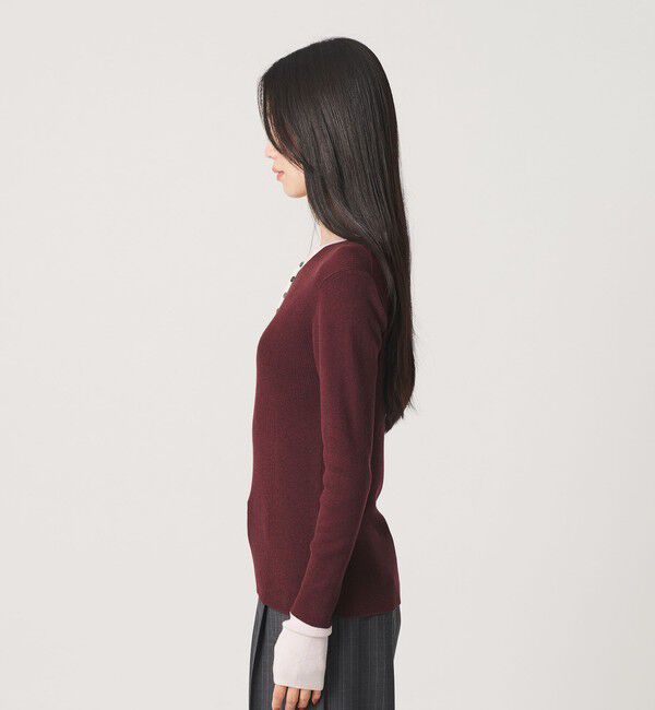 BEAUTY&YOUTH UNITED ARROWS「バイカラー ヘンリーネック リブ ニットプルオーバー ウォッシャブル」|ニット・セーター|