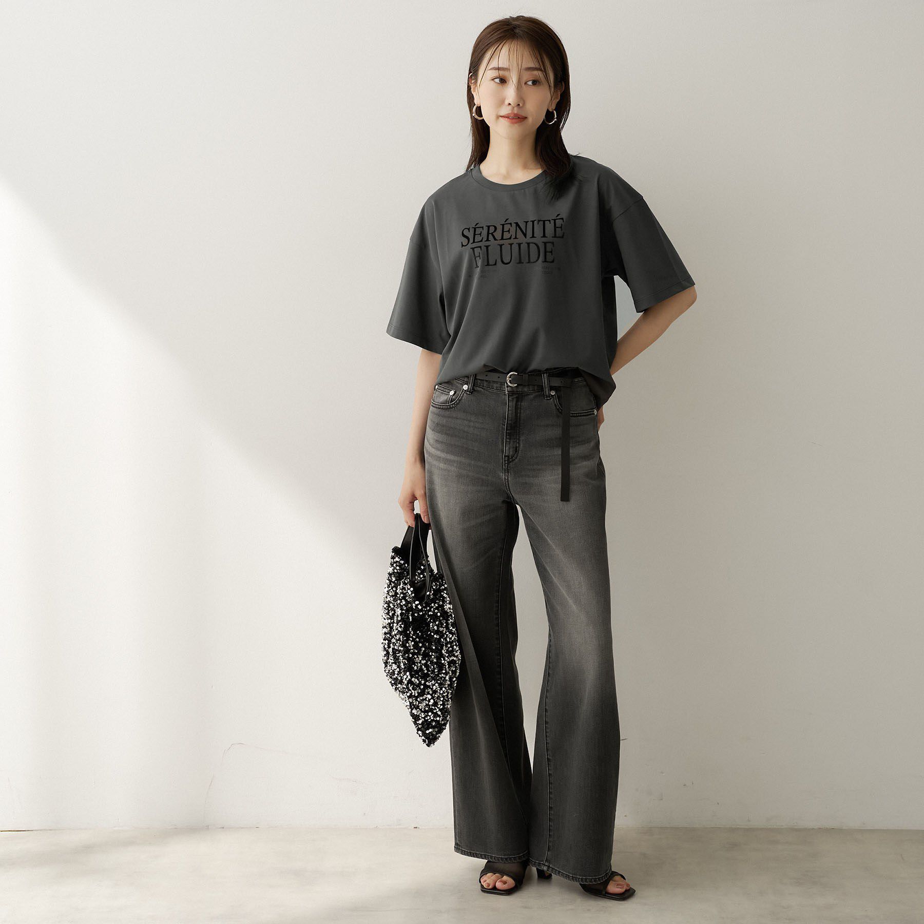 UNTITLED「【丈感すっきり】ベロアプリントロゴT」|Tシャツ・カットソー|