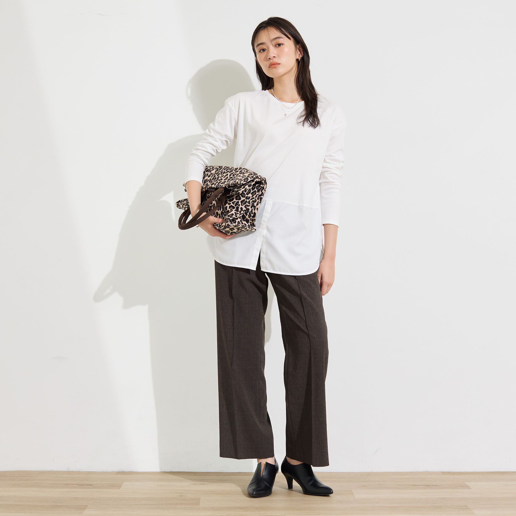 INDIVI「【レイヤードにおすすめ】シャツコンビ ロングTシャツ」|Tシャツ・カットソー|