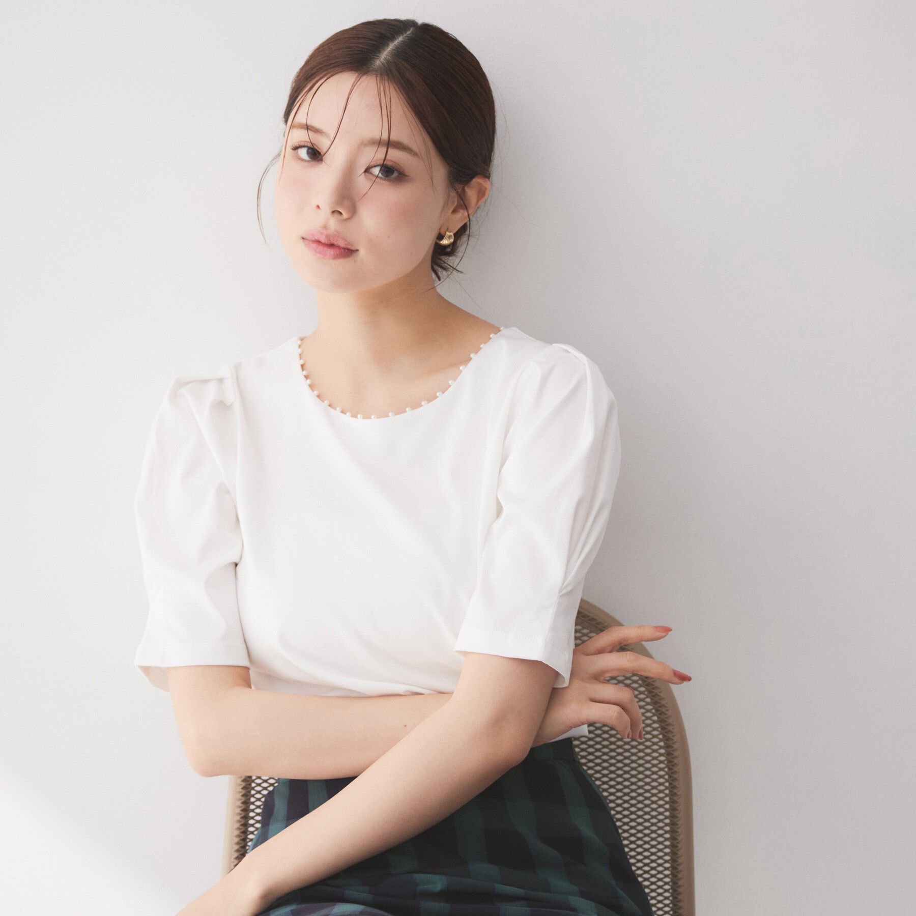 index「【接触冷感／UVケア】パール調ネックタックスリーブトップス《洗濯機OK／6col》」|Tシャツ・カットソー|オフホワイト(003
