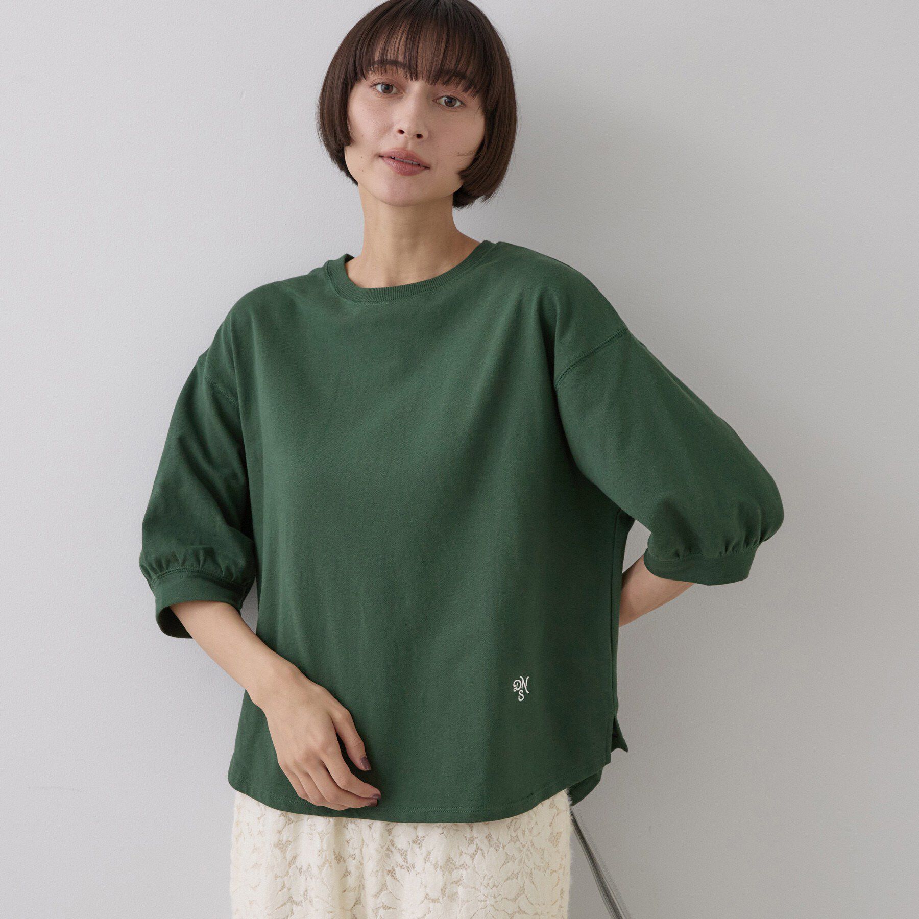Dessin「【高レビュー/洗える/XS-L】バックヘンリーミニ裏毛 5分袖」|Tシャツ・カットソー|