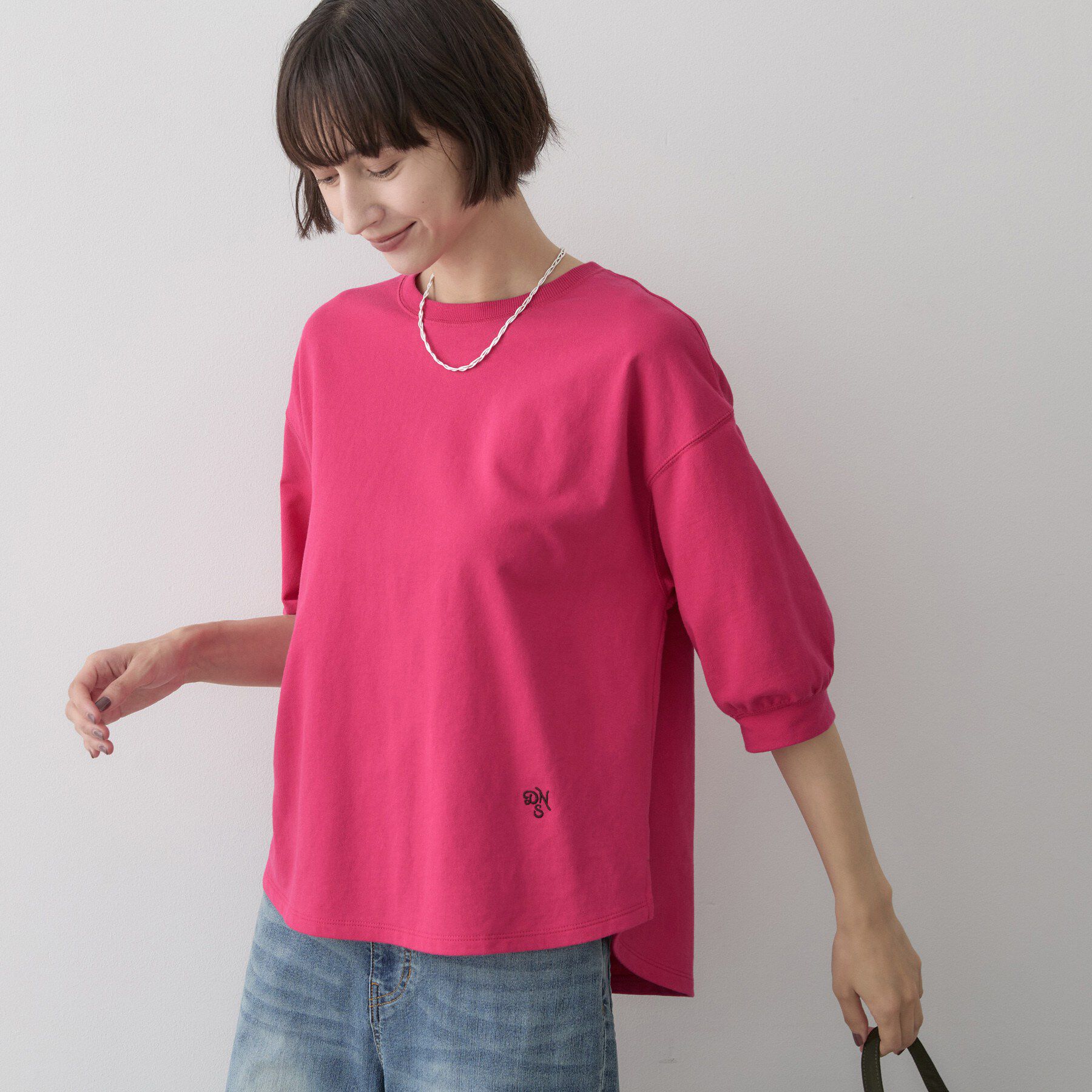 Dessin「【高レビュー/洗える/XS-L】バックヘンリーミニ裏毛 5分袖」|Tシャツ・カットソー|