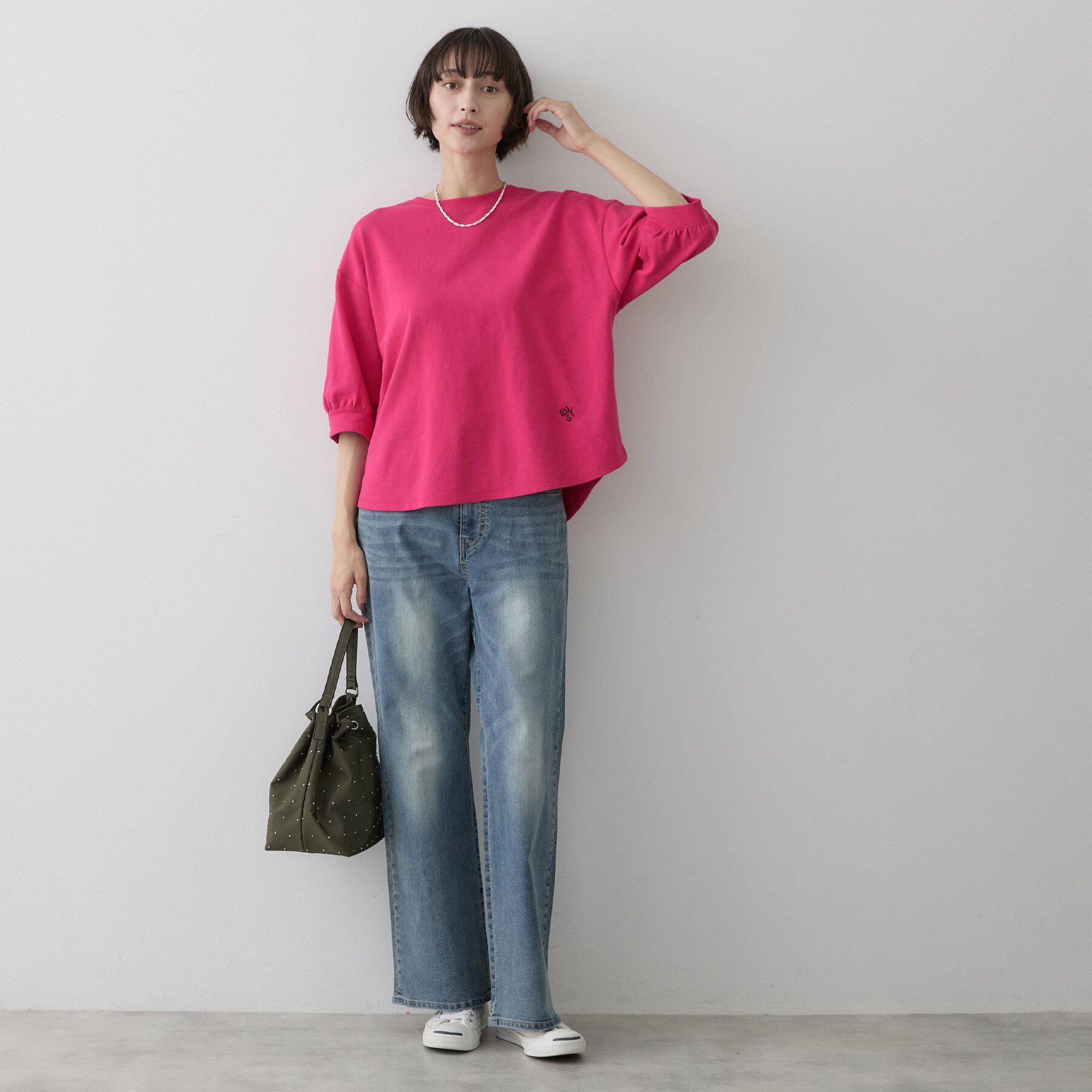 Dessin「【高レビュー/洗える/XS-L】バックヘンリーミニ裏毛 5分袖」|Tシャツ・カットソー|