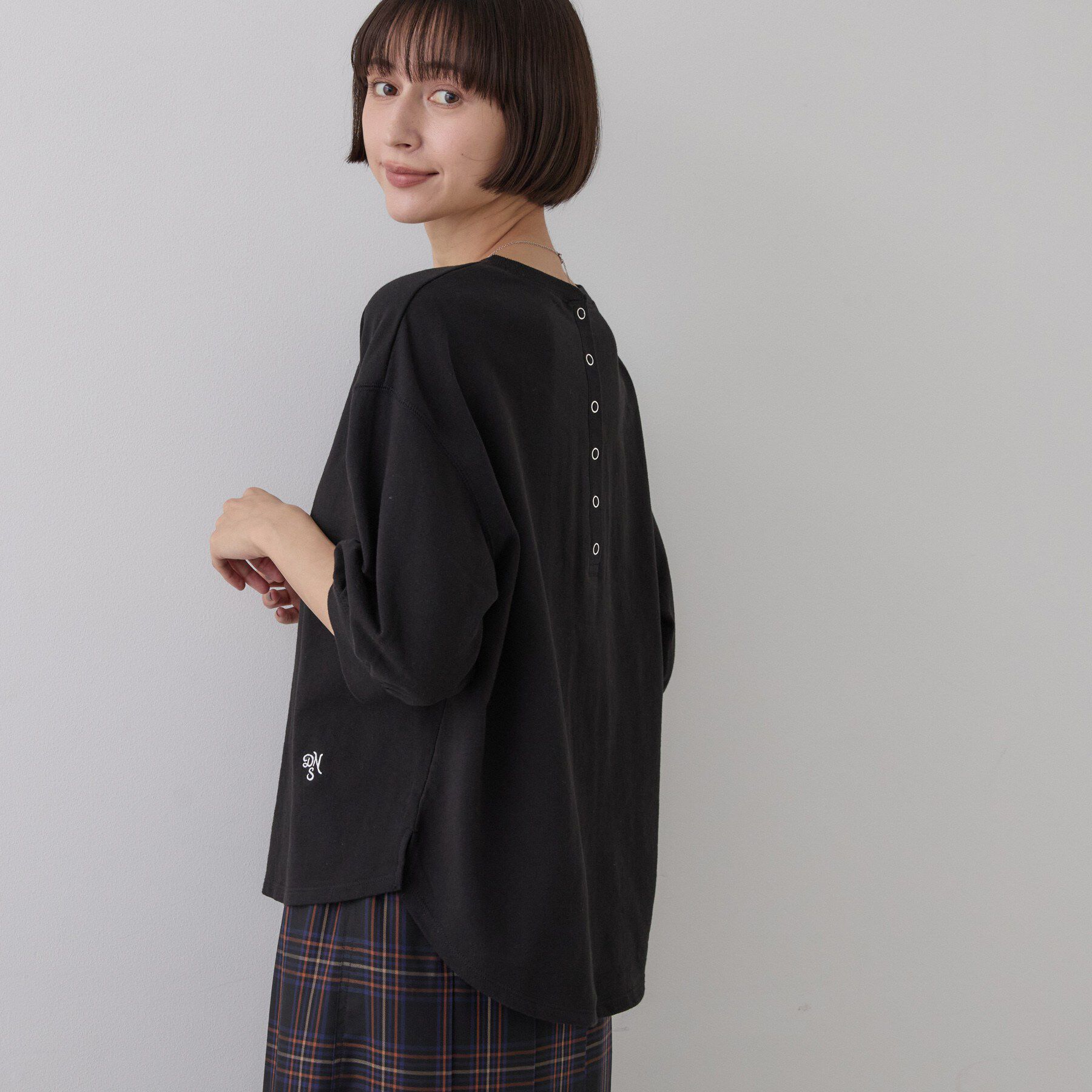 Dessin「【高レビュー/洗える/XS-L】バックヘンリーミニ裏毛 5分袖」|Tシャツ・カットソー|