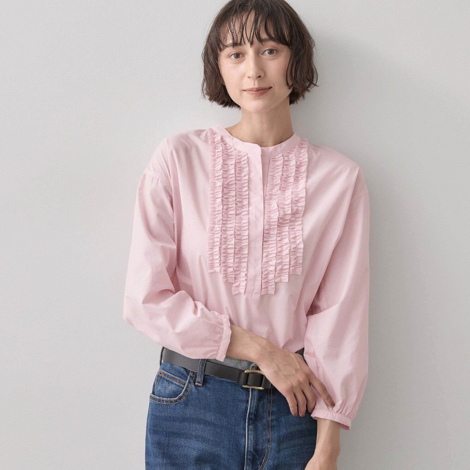 Dessin「【洗える/7色展開/XS-L】フロントフリルブラウス」|シャツ・ブラウス|