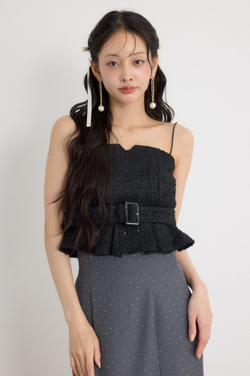 rienda「ペプラムビスチェトップス」|タンクトップ|BLK