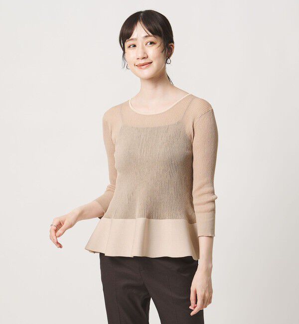 UNITED ARROWS「シアー リボン 2WAYカーディガン ‐ウォッシャブル‐」|カーディガン|BEIGE