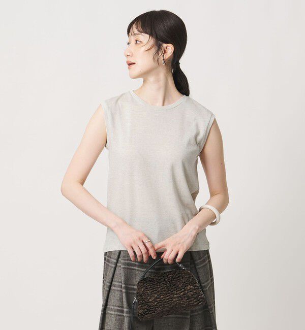 UNITED ARROWS「ラメ テンジク ノースリーブ カットソー」|Tシャツ・カットソー|SILVER