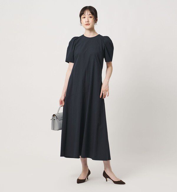 UNITED ARROWS「パフスリーブ フレアワンピース ‐ウォッシャブル‐」|ワンピース|NAVY