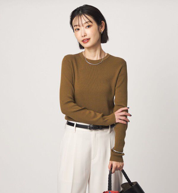 UNITED ARROWS green label relaxing「＜1_OF MINE＞リブ クルーネック ロングスリーブ プルオーバー ニット マシンウォッシャブル」|ニット・セーター|