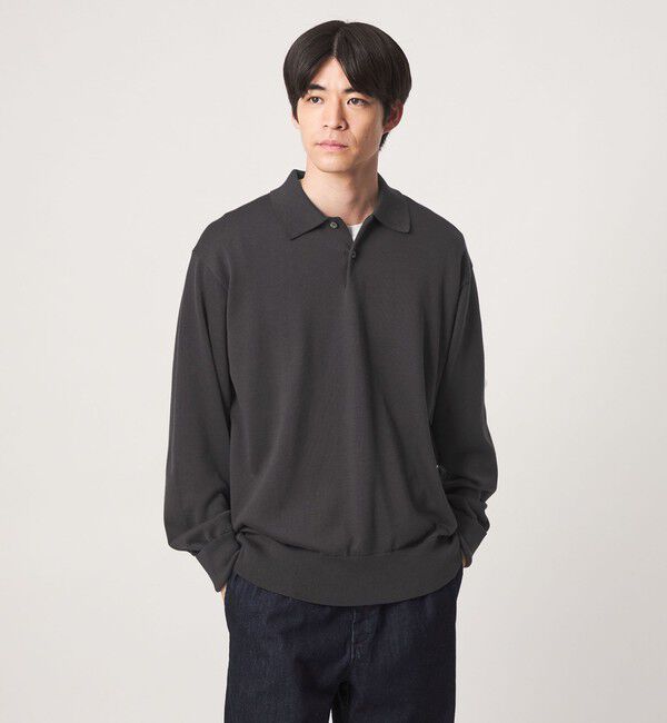 UNITED ARROWS green label relaxing「FINE BASIC アメリカンシーアイランドコットン 長袖 ニットポロシャツ」|ニット・セーター|