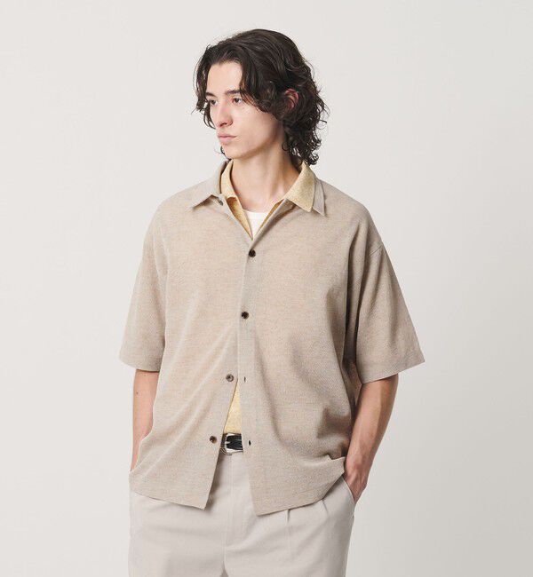 BEAUTY&YOUTH UNITED ARROWS「KNITEE リネンブレンド ミラノ シャツ ウォッシャブル」|カーディガン|NATURAL