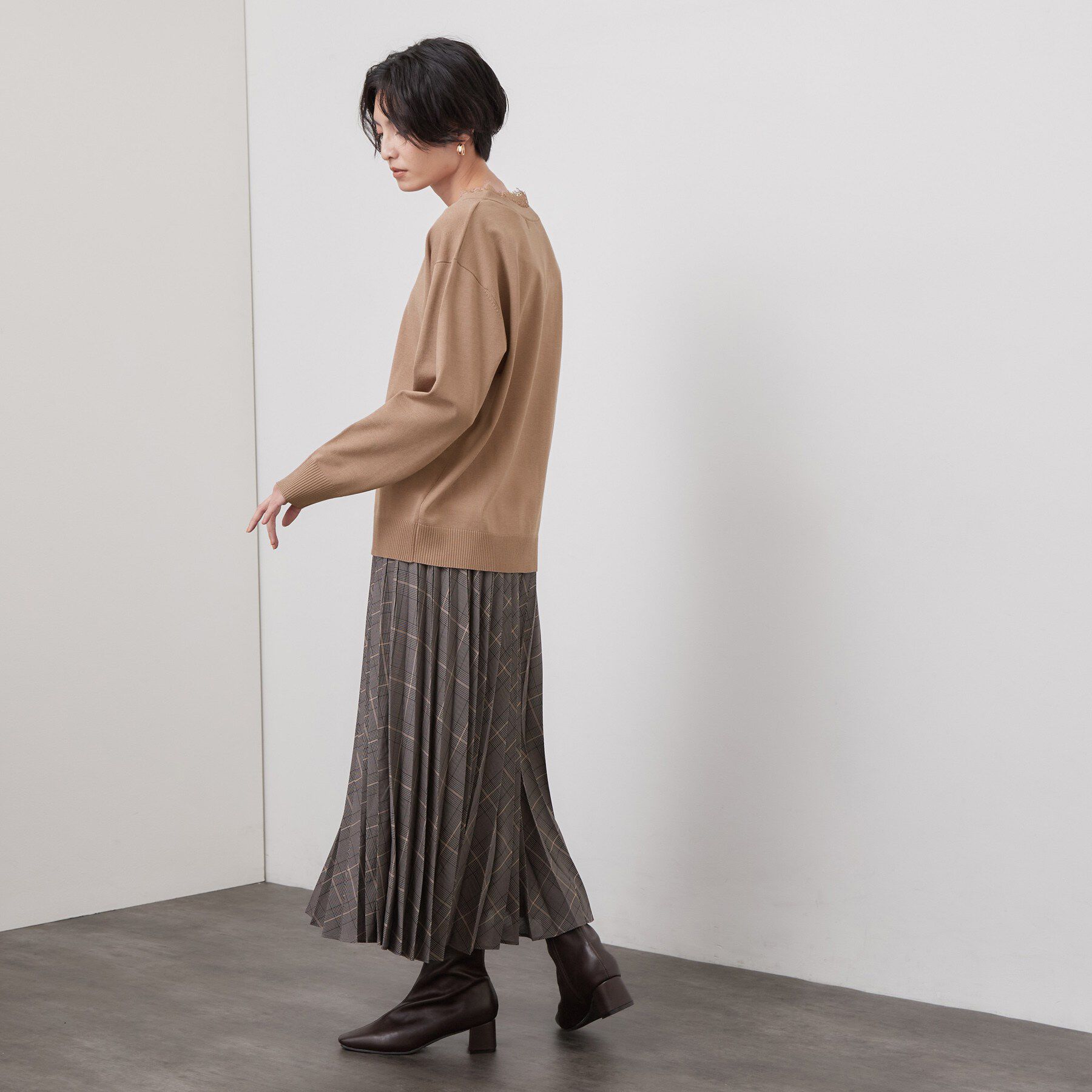 OPAQUE.CLIP「レース付きVネックニット【洗濯機OK】」|ニット・セーター|
