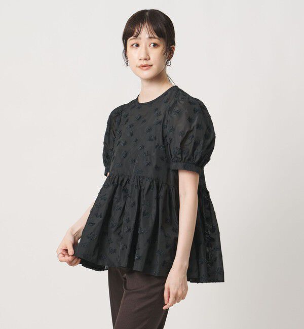 UNITED ARROWS「ブーケ カットジャガード ブラウス」|シャツ・ブラウス|BLACK