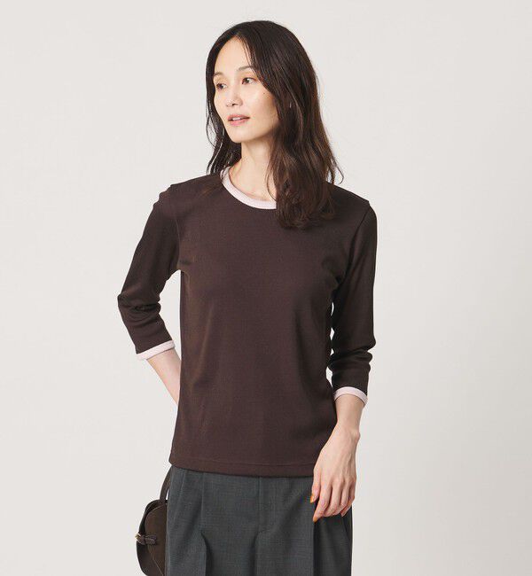 UNITED ARROWS「７分袖 リブ バイカラー パイピング カットソー」|Tシャツ・カットソー|