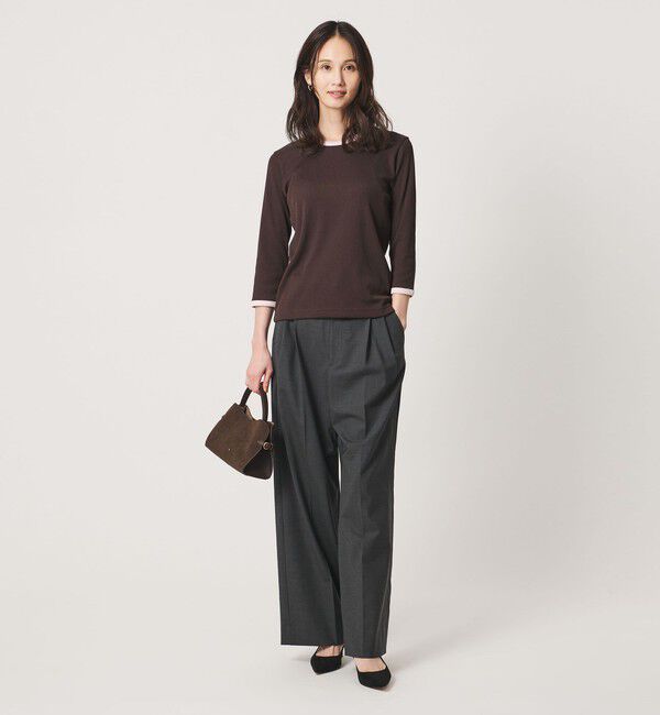 UNITED ARROWS「７分袖 リブ バイカラー パイピング カットソー」|Tシャツ・カットソー|