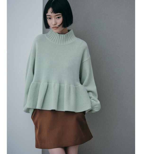 EMMEL REFINES「＜EMMEL REFINES＞EM TRNT ペプラム クルーネック ニットプルオーバー」|ニット・セーター|LIME