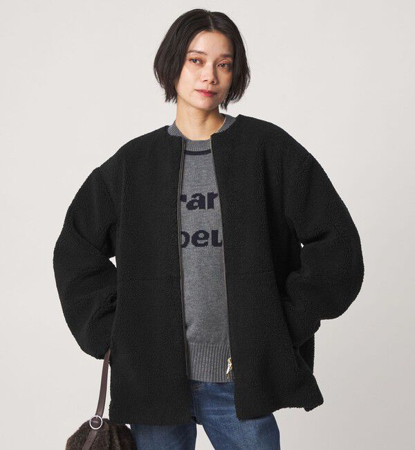 UNITED ARROWS green label relaxing「［size SHORTあり］ボア ノーカラー ブルゾン」|ブルゾン・スタジャン|